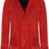 Western Native American Woman's Red Buckskin Suede Leather Fringes Jacket WJ106