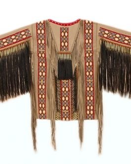 1800’s Old Native American Brown Buckskin Leather Powwow Regalia SIOUX Beaded War Shirt NA1198