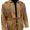 Western Leather Fringe Jacket for Men