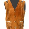 Western Leather Fringe Vest for Men
