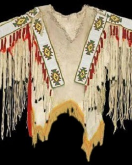 1800’s Old Native American Sioux Beaded Leather War Shirt SX1147