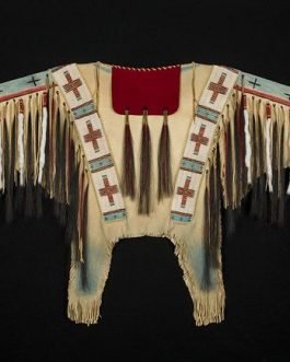 1800’s Old Native American Sioux Beaded Leather War Shirt SX1149