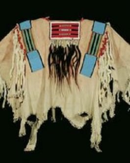 1800’s Old Native American Sioux Beaded Buffalo Leather War Shirt SX1154