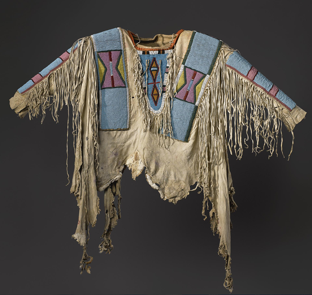1800's Old Native American Crow Beaded Buffalo Leather War Shirt SX1160