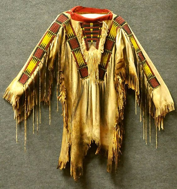 1800's Old Native American Tan Buckskin Leather Powwow Regalia SIOUX