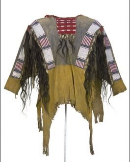 1800’s Old Native American Tan Buckskin Leather Powwow Regalia SIOUX Beaded War Shirt NA193