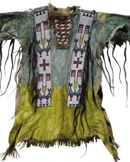 1800’s Old Native American Tan Buckskin Leather Powwow Regalia SIOUX Beaded War Shirt NA196