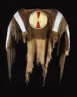 1800’s Old Native American Brown Buckskin Leather Powwow Regalia SIOUX Beaded War Shirt NA198