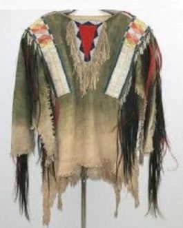 1800’s Old Native American Tan Buckskin Leather Powwow Regalia SIOUX Beaded War Shirt NA201