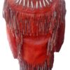 Western Woman's Red Buckskin Leather Fringes Cow Girl Jacket WJ1021