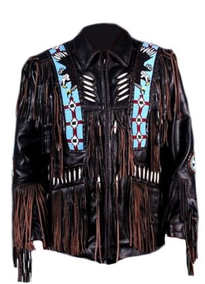 Western Leather Fringe Jacket for Men