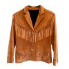 Western Brown Buckskin Suede Leather Fringes Jacket SFJ1040
