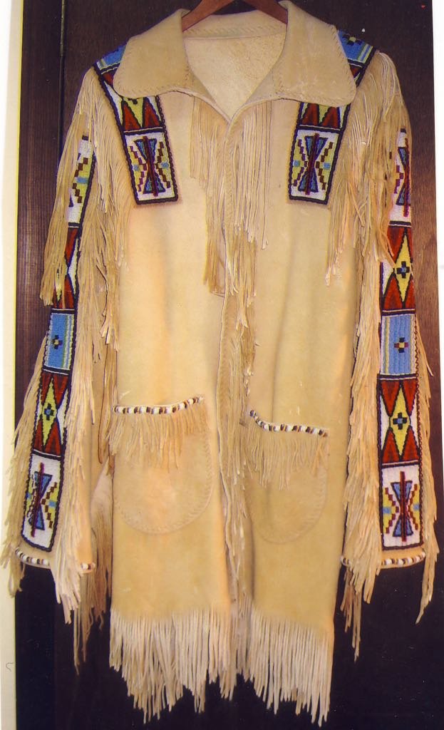 1800's Old Native American Beige Buckskin Leather Powwow Regalia SIOUX  Beaded War Shirt NA238