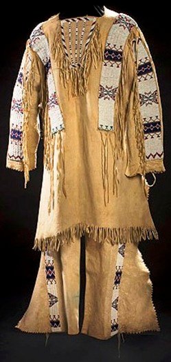 1800's Old Native American Beige Buckskin Leather Powwow Regalia SIOUX  Beaded War Shirt NA49 - MyPowwowStore