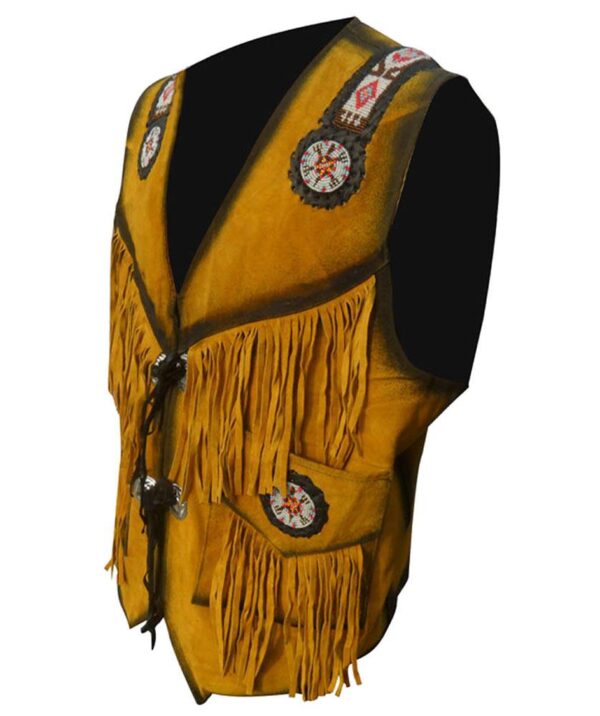 Western Leather Fringe Vest for Men