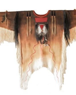 1800’s Old Native American Tan Buckskin Leather Powwow Regalia SIOUX Beaded War Shirt NA26