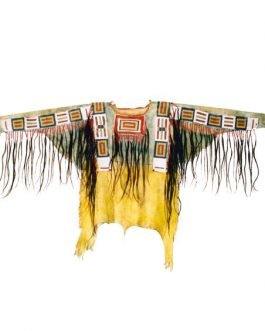 1800’s Old Native American Tan Buckskin Leather Powwow Regalia SIOUX Beaded War Shirt NA260