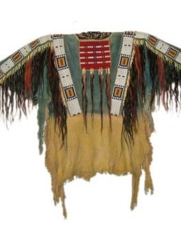 1800’s Old Native American Tan Buckskin Leather Powwow Regalia SIOUX Beaded War Shirt NA262