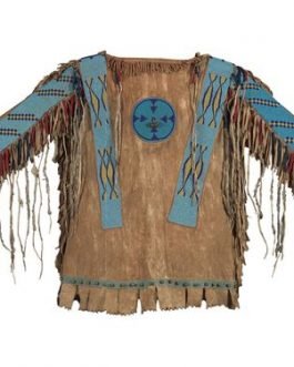 1800’s Old Native American Beige Buckskin Leather Powwow Regalia SIOUX Beaded War Shirt NA263