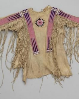 1800’s Old Native American Beige Buckskin Leather Powwow Regalia SIOUX Beaded War Shirt NA264