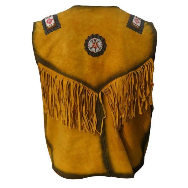 Western Leather Fringe Vest for Men VJ1026