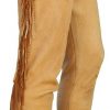 Old Style Native American Tan Buckskin Leather Fringes Pant FP26