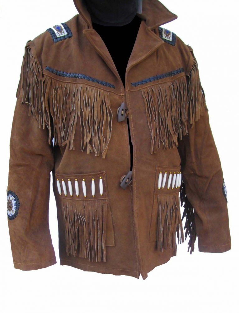 Western Leather Fringe Jacket for Men