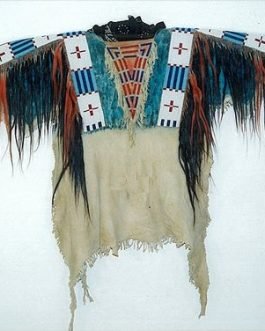 1800’s Old Native American Beige Buckskin Leather Powwow Regalia SIOUX Beaded War Shirt NA287