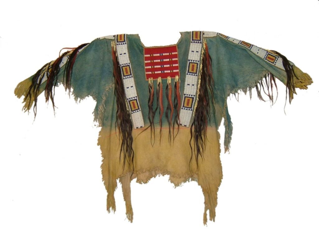 1800's Old Native American Tan Buckskin Leather Powwow Regalia