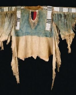 1800’s Old Native American Beige Buckskin Leather Powwow Regalia SIOUX Beaded War Shirt NA301