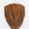 Western Woman's Buckskin Suede Leather Fringes Cow Girl Poncho Cape CGVP30