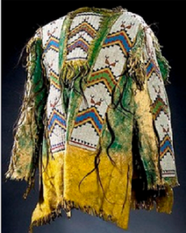 1800’s Old Native American Tan Buckskin Leather Powwow Regalia SIOUX Beaded War Shirt NA400