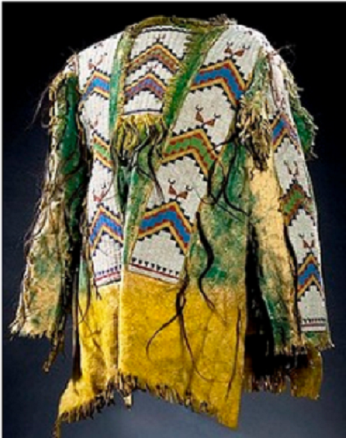 1800's Old Native American Beige Buckskin Leather Powwow Regalia SIOUX  Beaded War Shirt NA49