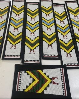 Handmade Native American Sioux Design War Shirt Beadwork 6 Stripes & 2 Patches BWD400