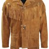 Western Brown Suede Leather Fringes Jacket FJ1041