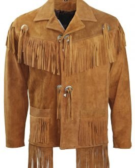 Western Brown Suede Leather Fringes Jacket FJ1041