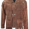 Western Brown Suede Leather Fringes Jacket FJ1041