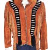 Western Woman's Brown Buckskin Suede Leather Fringes Cow Girl Jacket WJ1042