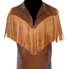 Western Leather Fringe Vest for Men VJ10474