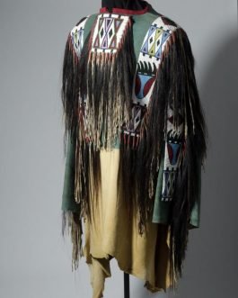 1800’s Old Native American SIOUX Beaded Buffalo Hide Powwow Regalia War Shirt NA48