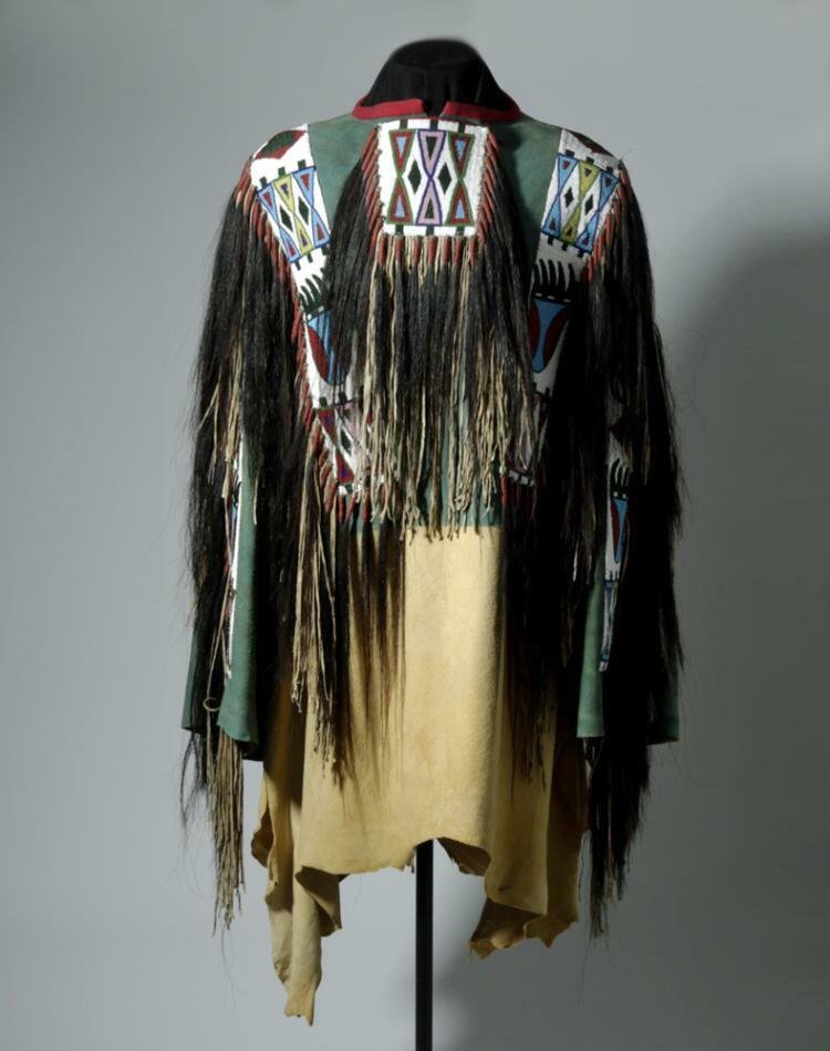 SIOUX Beaded Old Native American Style Beige Buffalo Hide Powwow Regalia  War Shirt PWS1443