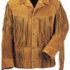 Western Brown Suede Leather Fringes Jacket FJ1049