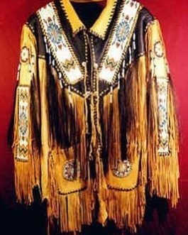 Old Antique Style Native American Mens Tan Leather Fringe War Jacket / Coat NAJ555