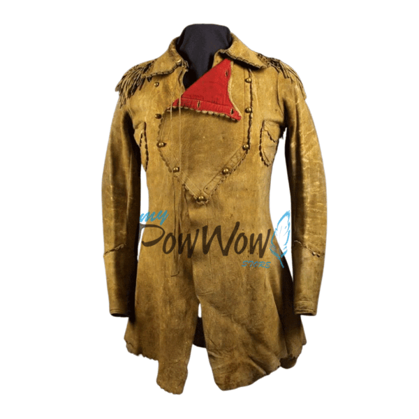 Old Antique Style Native American Mens Tan Suede Leather Fringe War Jacket / Coat NAJ557
