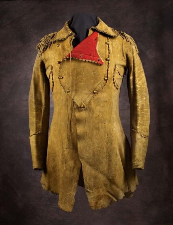 Old Antique Style Native American Mens Tan Suede Leather Fringe War Jacket / Coat NAJ557