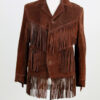 Western Native American Woman's Brown Buckskin Suede Leather Fringes Jacket WJ1077