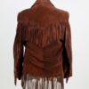 Western Native American Woman's Brown Buckskin Suede Leather Fringes Jacket WJ1077