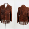 Western Native American Woman's Brown Buckskin Suede Leather Fringes Jacket WJ1077