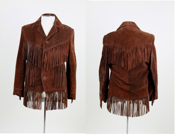 Western Native American Woman's Brown Buckskin Suede Leather Fringes Jacket WJ1077
