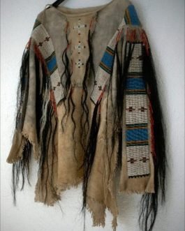 1800’s Old Style Native American Sioux Beaded Leather Powwow War Shirt SX850